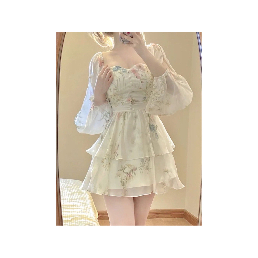 (ส่งต่อ เดรสจากร้าน Lalamer) size XL Mini dress ลายดอก เดรสสาวอวบ Miniคิ้ว_มินิเดรสคิ้วท์ลายดอกคิ้วท