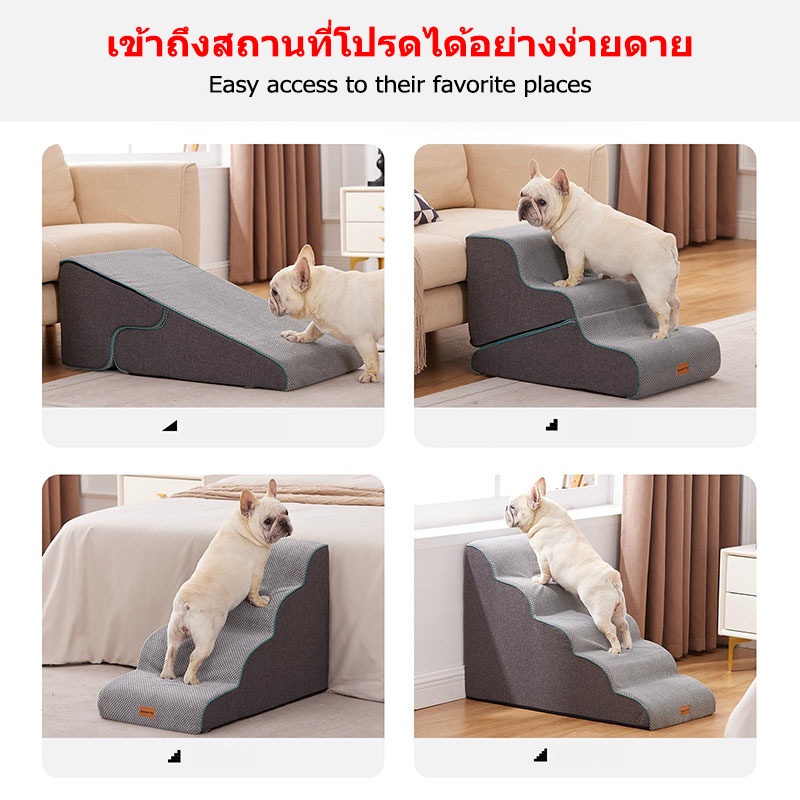 2-in-1 บันไดสัตว์เลี้ยงสามารถพับเก็บได้เป็นทางลาด ซักทําความสะอาดได้ สําหรับสัตว์เลี้ยง สุนัข แมว - รูปที่ 4