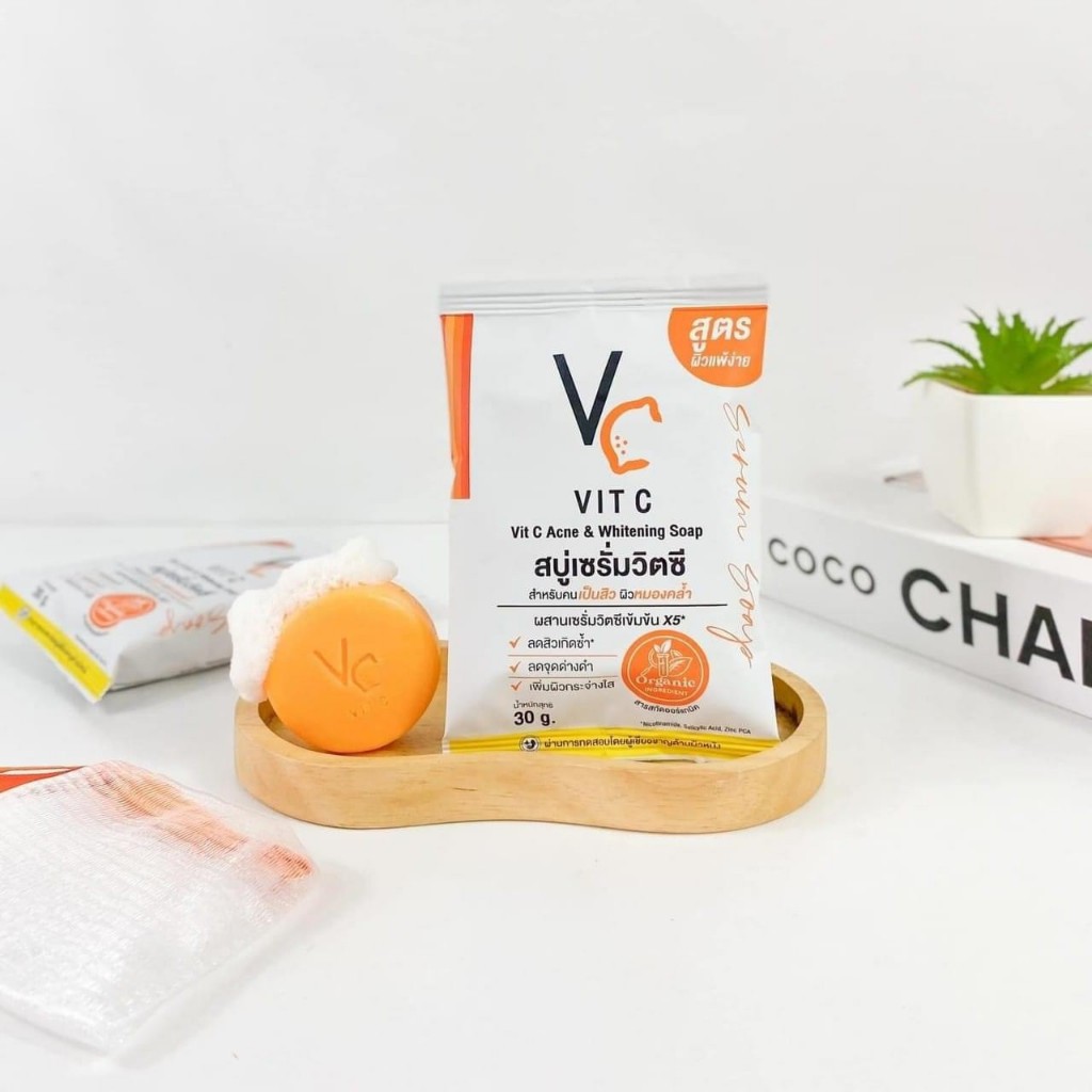 สบู่ล้างหน้า Ratcha Vit C เซรั่มเข้มข้น RATCHA VITC ACNE & WHITENING SOAP 30g.