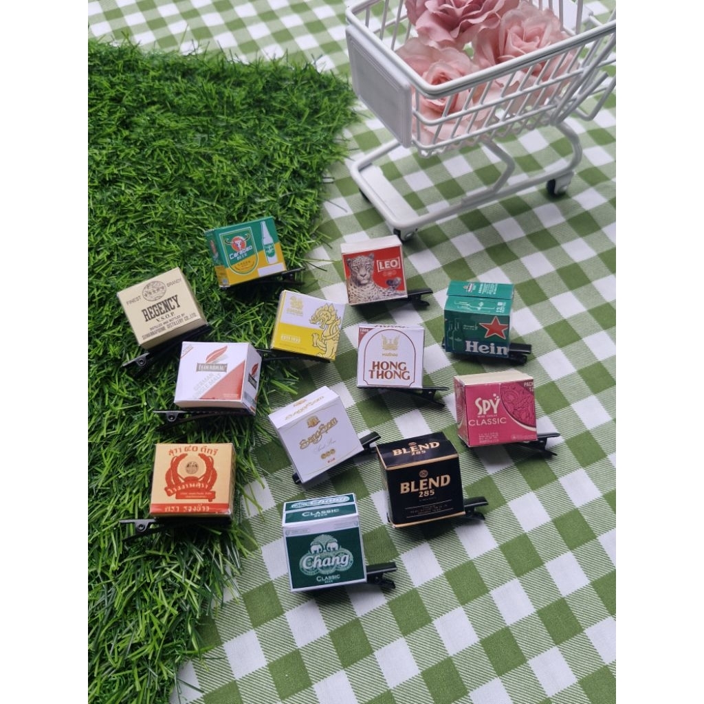 กิ๊บติดผมผมกล่องเบียร์/เหล้าจิ๋ว งานกระดาษ สินค้าในไทย