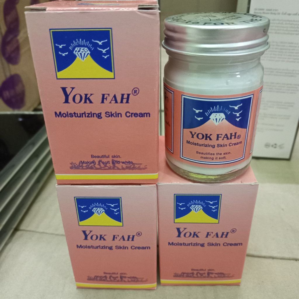 3 กระปุก ครีมหยกฟ้า ดั้งเดิม ภูเขา บำรุงผิว yokfah vanishing snow cream 50g รุ่นฝาเหล็ก หอมมาก กล่องชมพู