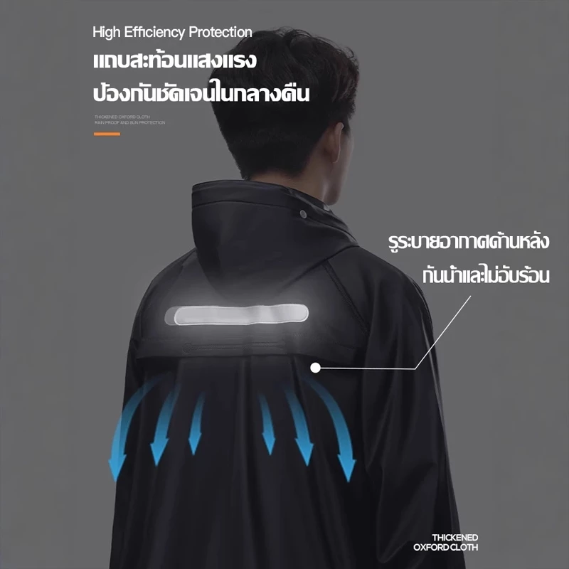 ชุดเสื้อกันฝนแถบสะท้อนแสง พร้อมกางเกง สำหรับขี่มอเตอร์ไซค์ thumbnail 5