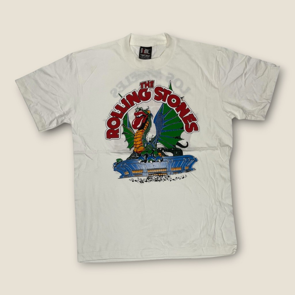 เสื้อวง The Rolling Stones ลายมังกร ทัวร์ L.A. Coliseum 1981 เสื้อยืดวินเทจ 80s
