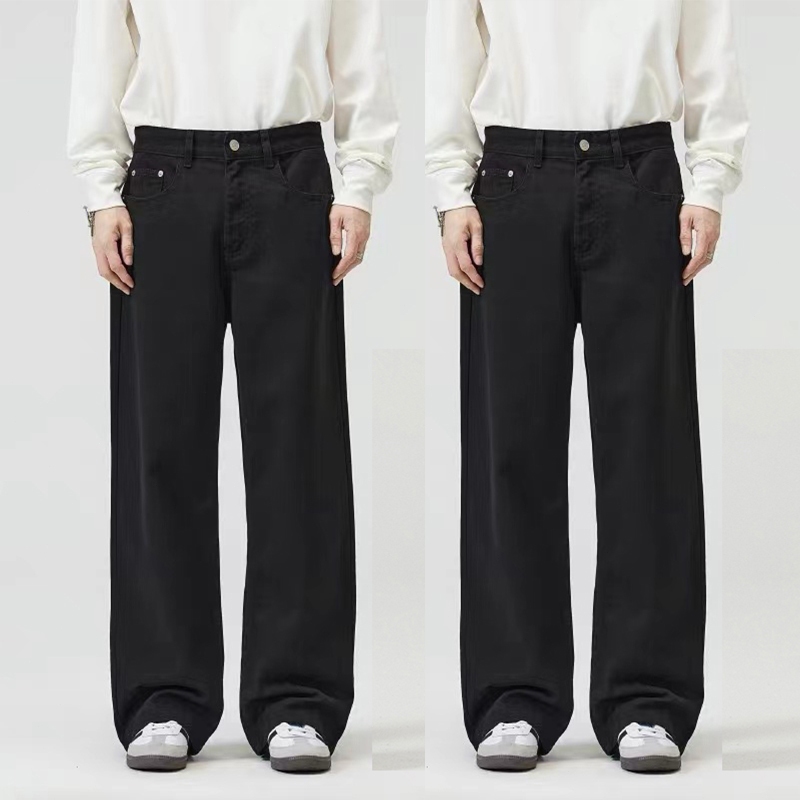 CHICGENT COD กางเกงยีนส์ผู้ชาย กางเกงยีนส์ขากระบอกตรง Baggy Jeans ยีนส์ ขาว ดำ