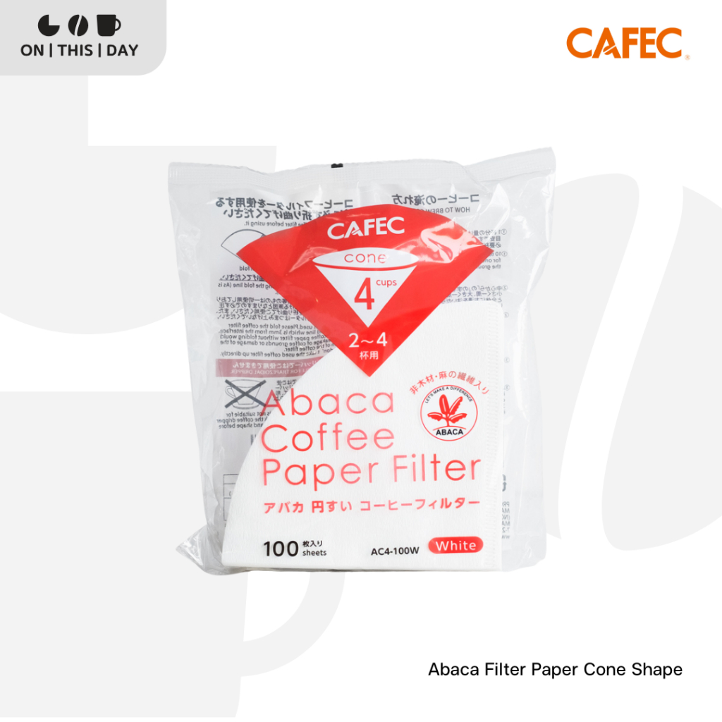 CAFEC Abaca+ Paper Filter Cone Shape บรรจุ 100 แผ่น กระดาษกรองกาแฟคาเฟค