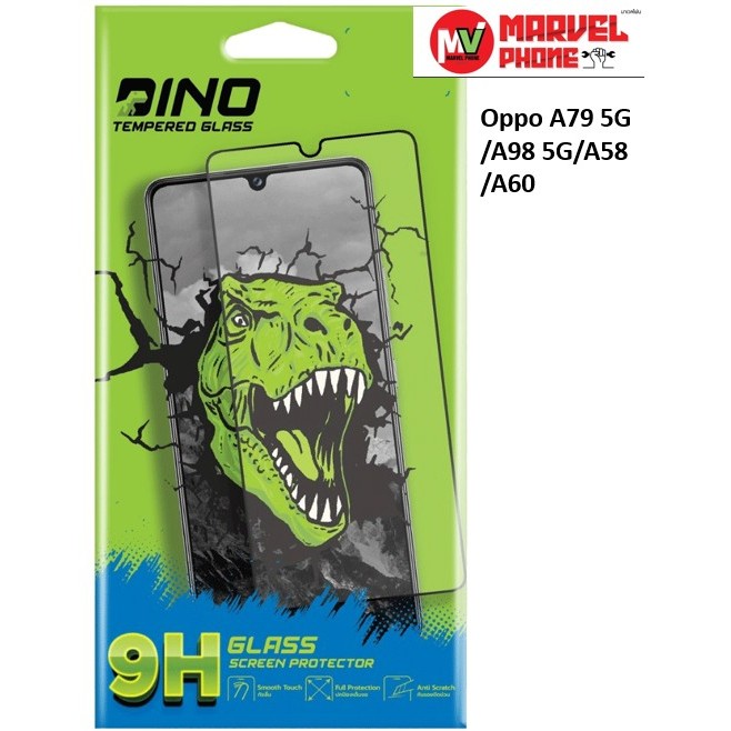 Dino ฟิล์มกระจกแบบใสเต็มจอขอบดำ (แท้) รุ่น Oppo A79 5G/A98 5G/A58/A60