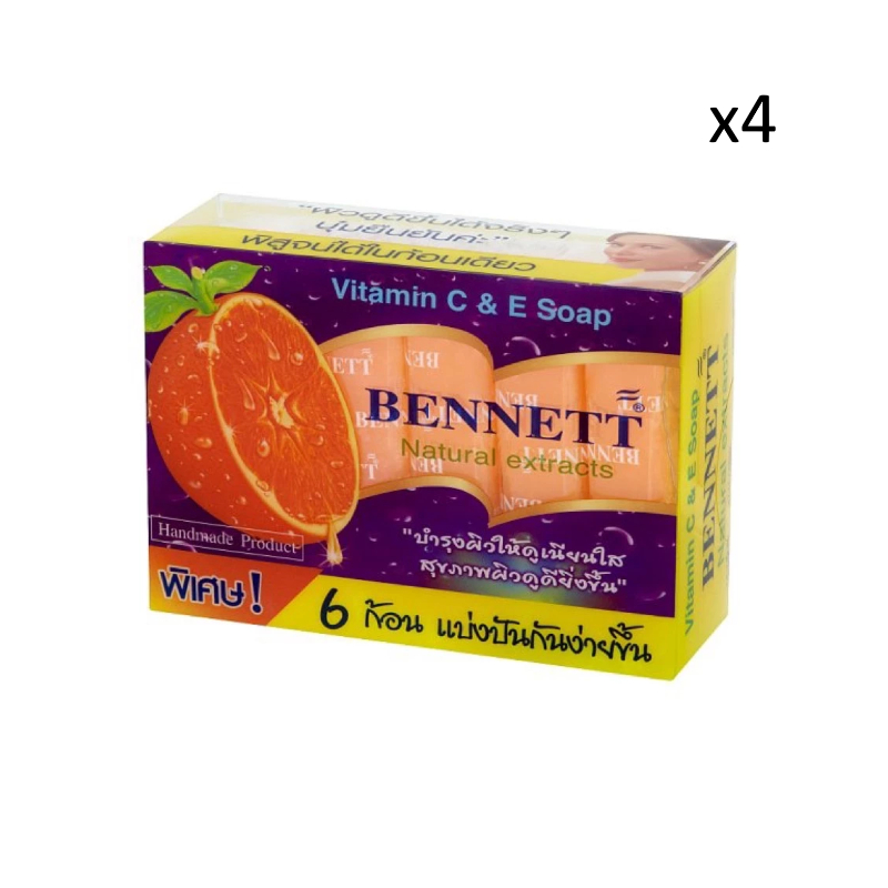 4 แพ็ค สบู่ตัดแบ่ง 6ก้อน เบนเนท BENETTE VITAMIN C&E SOAP