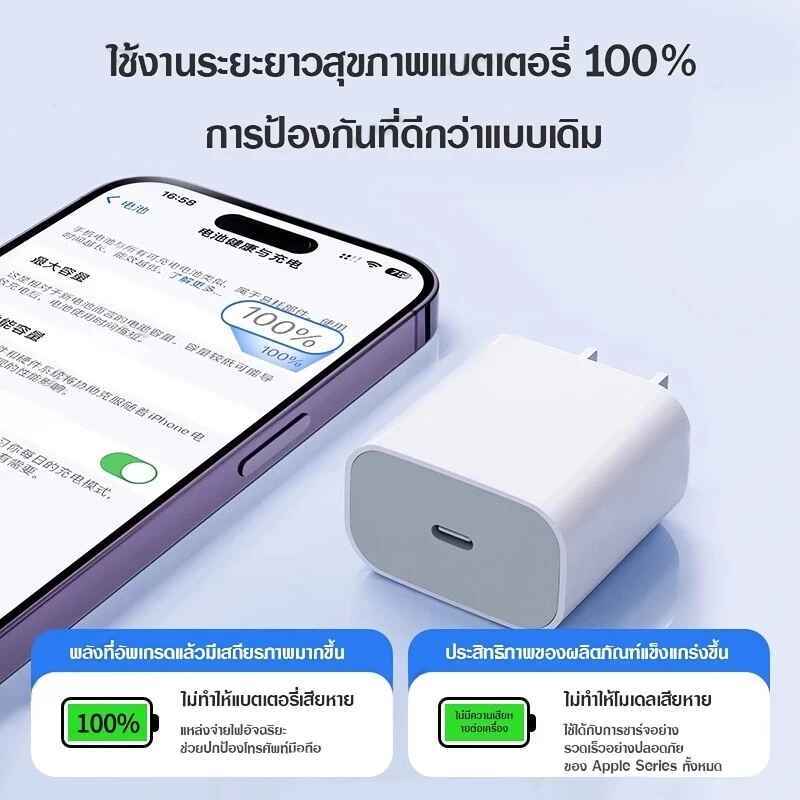 ชุดชาร์จเร็ว PD สายชาร์จ หัวชาร์จ 35W fast charging (สำหรับ 5～14pro max / pad) การรับประกัน 1 ปี - 4