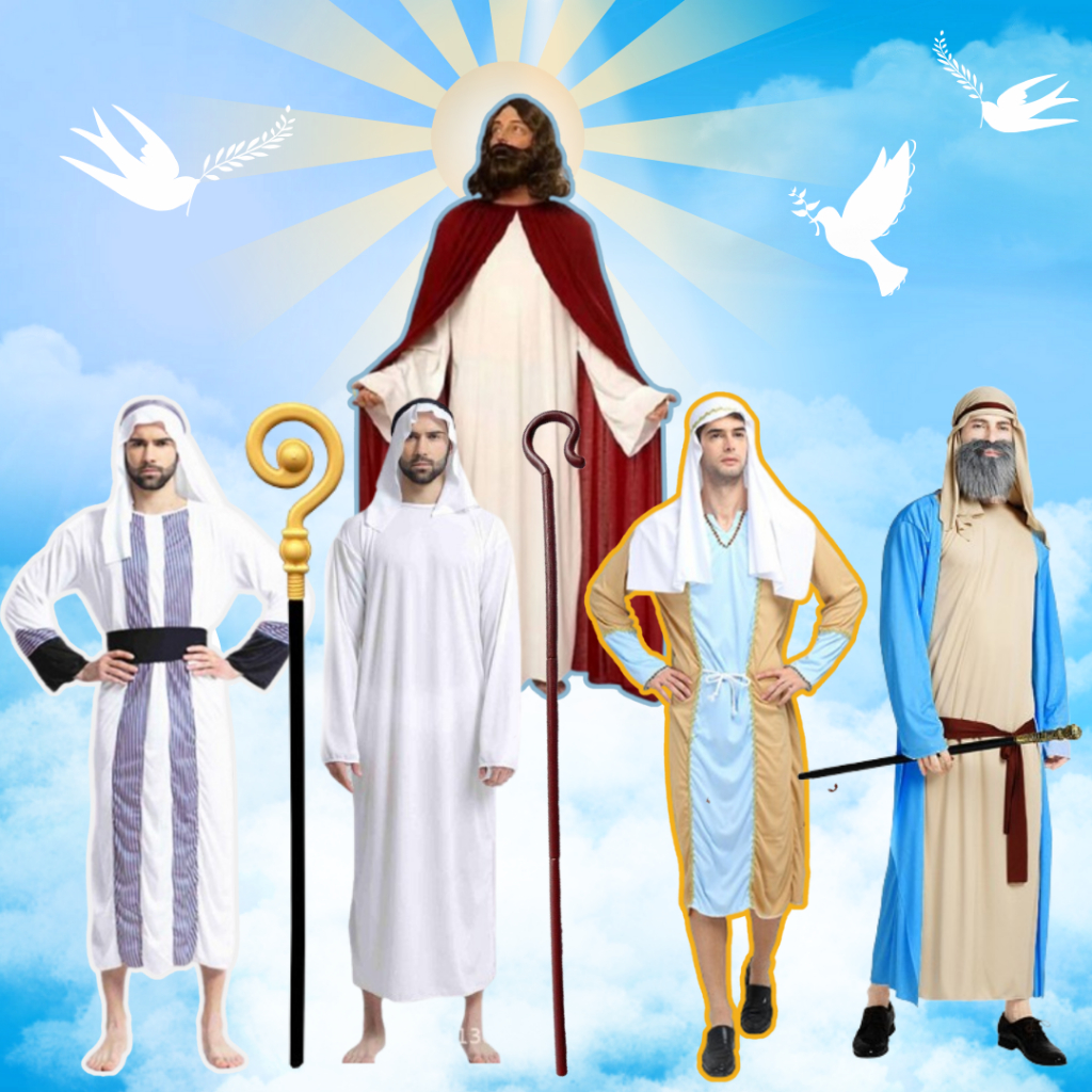 Jesus & Shepherd พระเยซู กับ คนเลี้ยงแกะ ชุดประจำชาติอาหรับ ไม้เท้าคนเลี้ยงแกะ