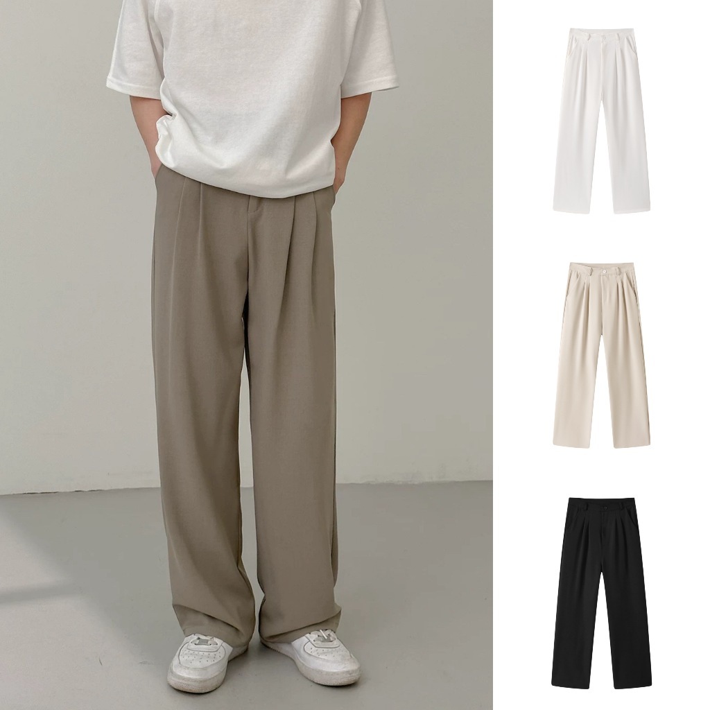 Men's Thin Straight-Leg Suit Pants - Casual Loose Fit, Lightweight & Business Appropriate