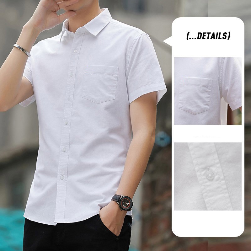 Men's Collared Short-Sleeve Shirt - Slim-Fit, Stylish & Business Appropriate