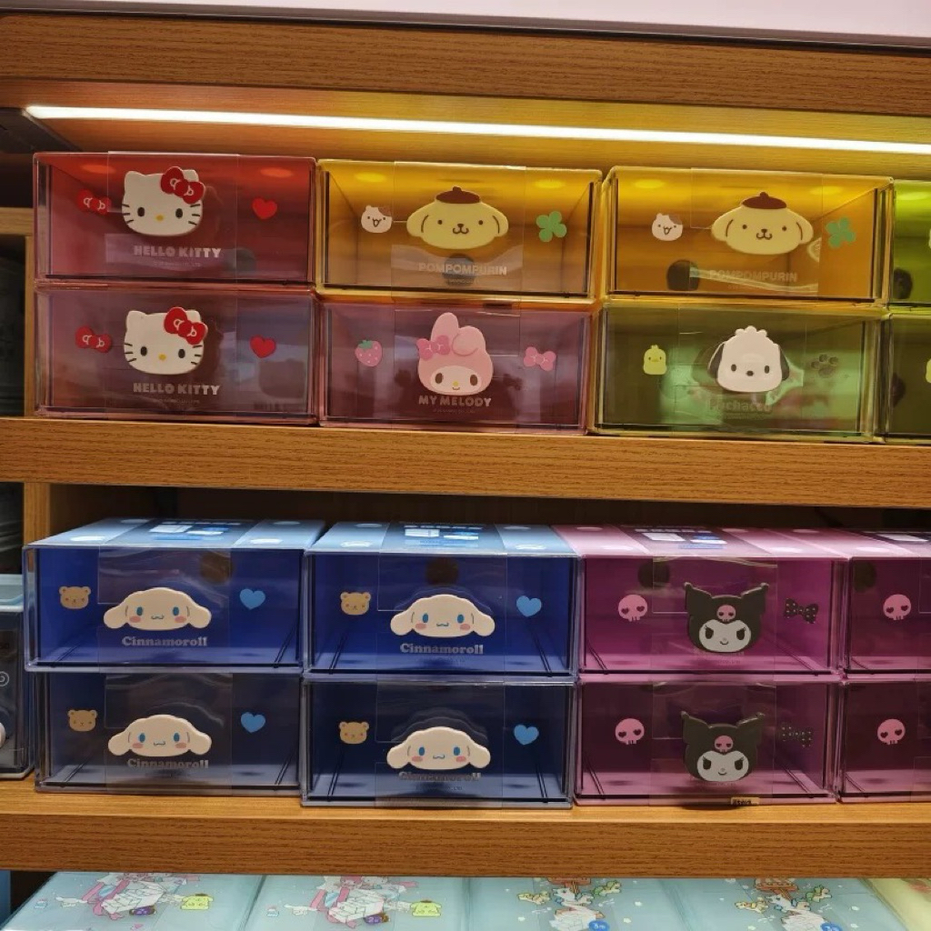 🎀พร้อมส่ง กล่องลิ้นชักใส Sanrio x Miniso ลิขสิทธิ์แท้ 💯