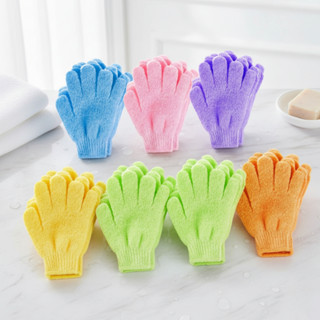 ถุงมือสครับผิวเส้นใยละเอียดทำความสะอาดผิวเนื้อนุ่ม