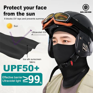 SOLOEVER เซ็ตแขนเสื้อและหมวกคลุมกันแดด UPF50+กันแดดเต็มหน้า ระบายอากาศดี สำหรับขี่จักรยานและกลางแจ้ง