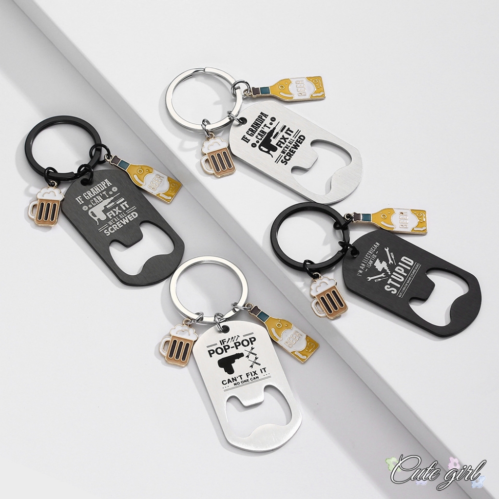 ที่เปิดขวด key chain พวงกุญแจ diy เรียบง่าย ขวดเบียร์ เครื่องมือ ของขวัญ ใช้งานได้จริง สีดำ silver ส่งเร็ว COD