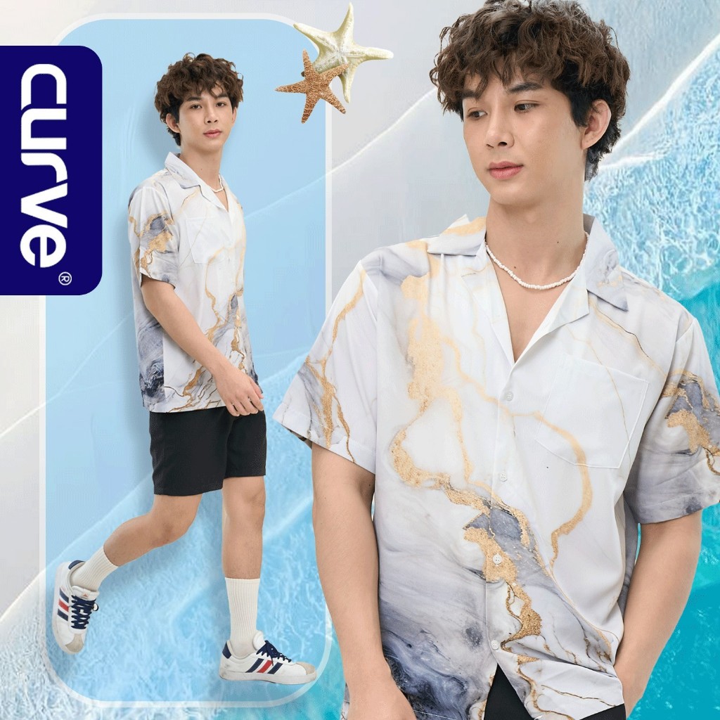 Curveเสื้อเชิ้ตฮาวายแขนสั้นลายใหม่collection11/12025(size:S/M/L/XL/2XL/3XL/4XL/5XL)ผ้าไหมญี่ปุ่น