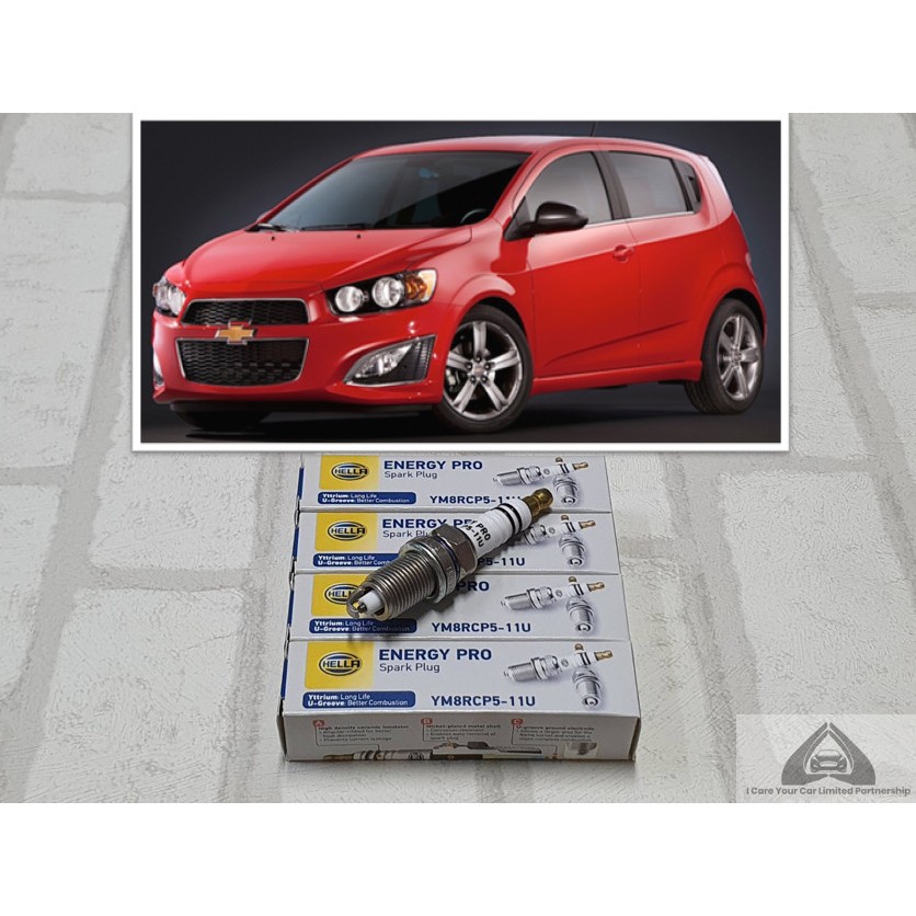 หัวเทียน Chevrolet Sonic T300 ( 2011 - 2015 ) จำนวน 4 หัว ขั้วยิธเทรียม ระยะการใช้งาน 40,000 กม : Hella YM8RCP5-11U