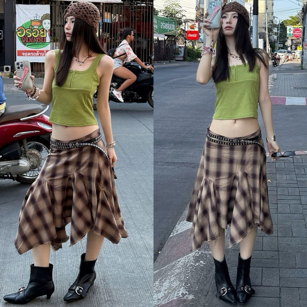 (พร้อมส่ง) SCOTT SKIRT กระโปรงลายสก็อตรุ่น 25Q111 TAG MM FISH 🇰🇷