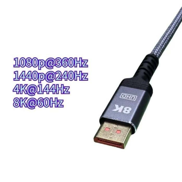 สาย Display Port Male To Display Port Male 1.4 8K60Hz 4K144Hz 1440P@240Hz 1080P@360HZ ยาว 1.8M (พร้อ
