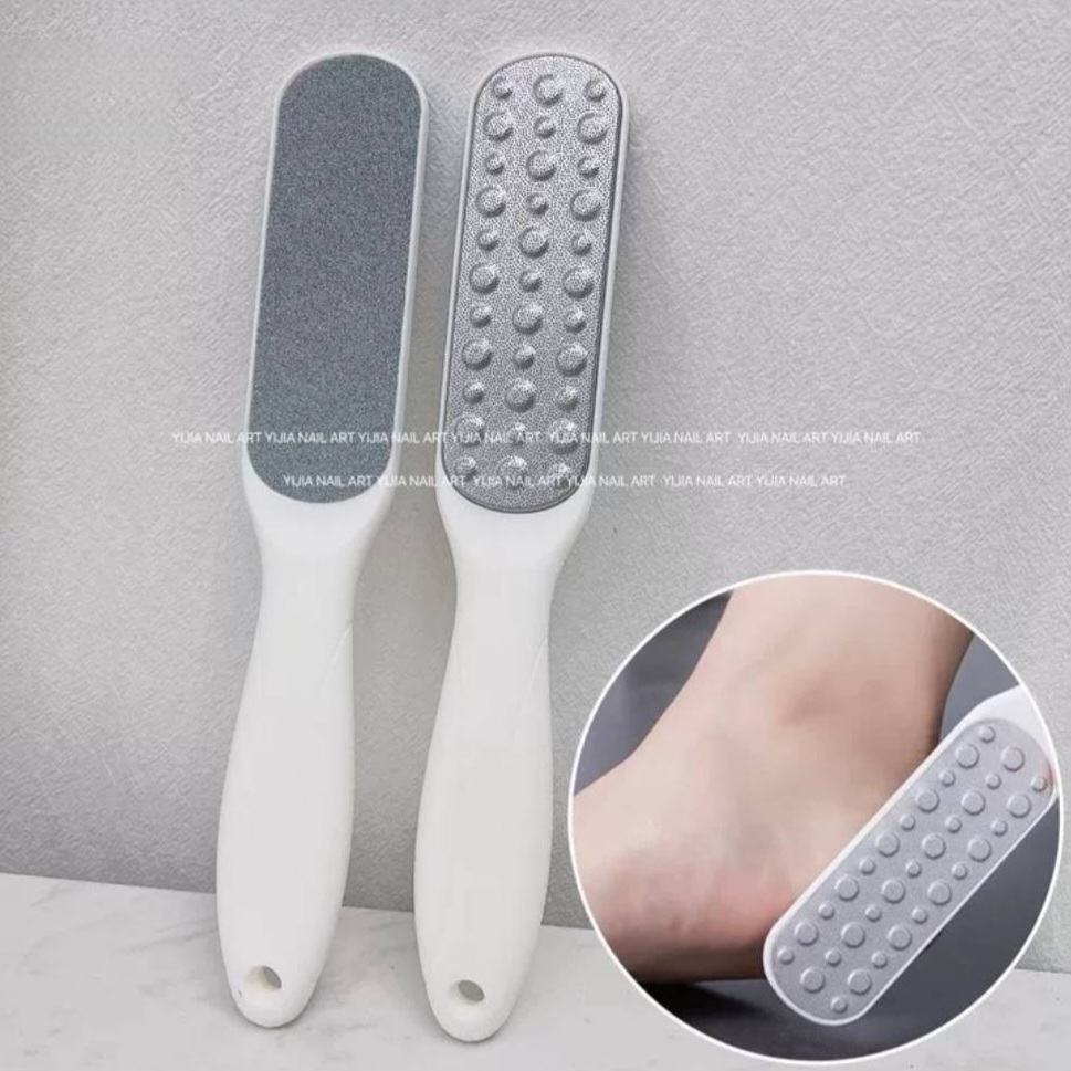 ที่ขัดส้นเท้าสเตนเลสด้ามขาว 1ชิ้น 2 ด้าน Stainless Foot File คุณภาพดี พร้อมส่ง