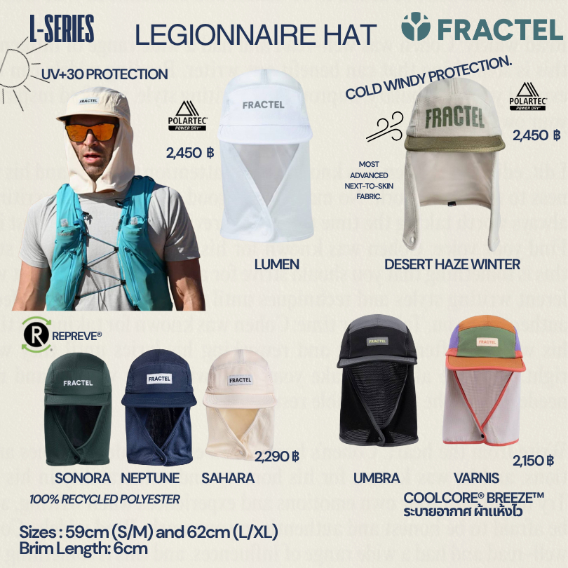 FRACTEL หมวกวิ่ง ทรง L-Series วิ่งเทรล ถนน ใส่ออกกำลังกาย เดินป่า แคมป์ปิ้งกลางแจ้ง ของแท้ สีใหม่ FW2025