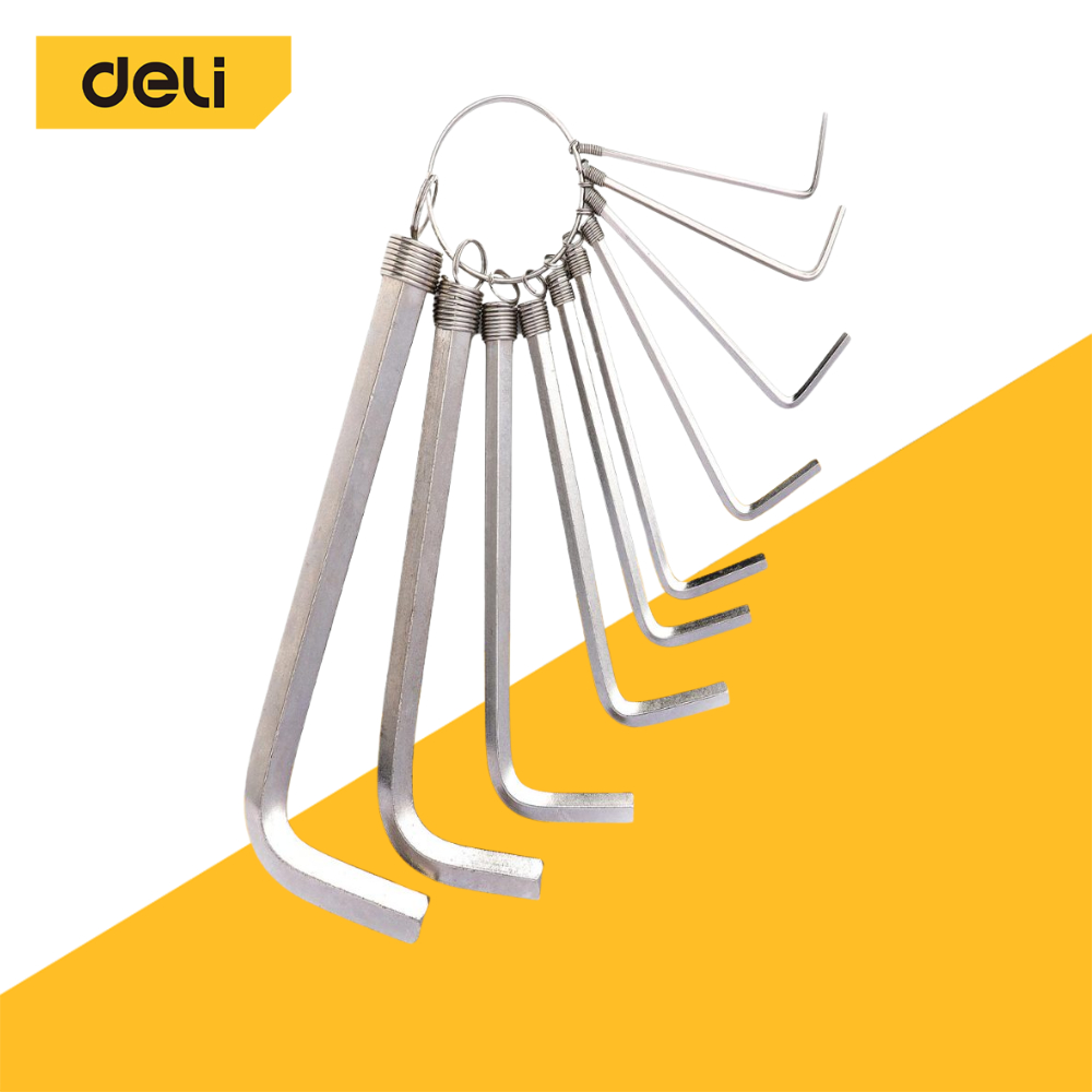 Deli ประแจหกเหลี่ยม ชุดปะแจหกเหลี่ยม กุญแจหกเหลี่ยม หกเหลี่ยม ชุดหกเหลี่ยม ประแจแอล ชุดประแจหกเหลี่ยม 8/10ตัว/ชุด