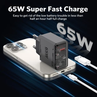MEEGOO หัวชาร์จเร็ว 65W แบบ 3 พอร์ต GAN Fast Charger PD*2+QC3.0 ขาปลั๊กพับได้ สำหรับมือถือ แล็ปท็อป TISI STANDARD