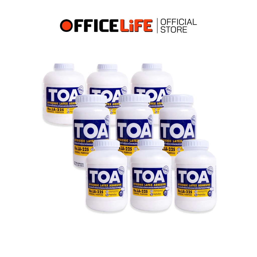 TOA (ทีโอเอ) กาวลาเท็กซ์ งานอเนกประสงค์ รุ่น LA-22S ขนาด 4 , 8 , 16 และ 32 ออนซ์ เนื้อกาวสีขาว ( 12 