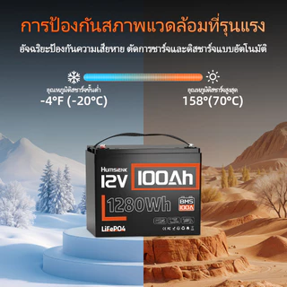 HumsiENK 12V 100Ah แบตเตอรี่ LiFePO4 Power Bank พลังงานแสงอาทิตย์สำหรับเก็บพลังงานฉุกเฉินในบ้าน ไฟ แบตเตอรี่ 3.7V ชาร์จ