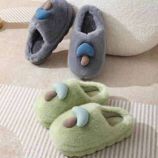 (พร้อมส่งจากไทย) รองเท้าใส่ในบ้าน หัวปิด สลิปเปอร์ ขนนุ่มฟู ใส่สบาย พื้นกันลื่น