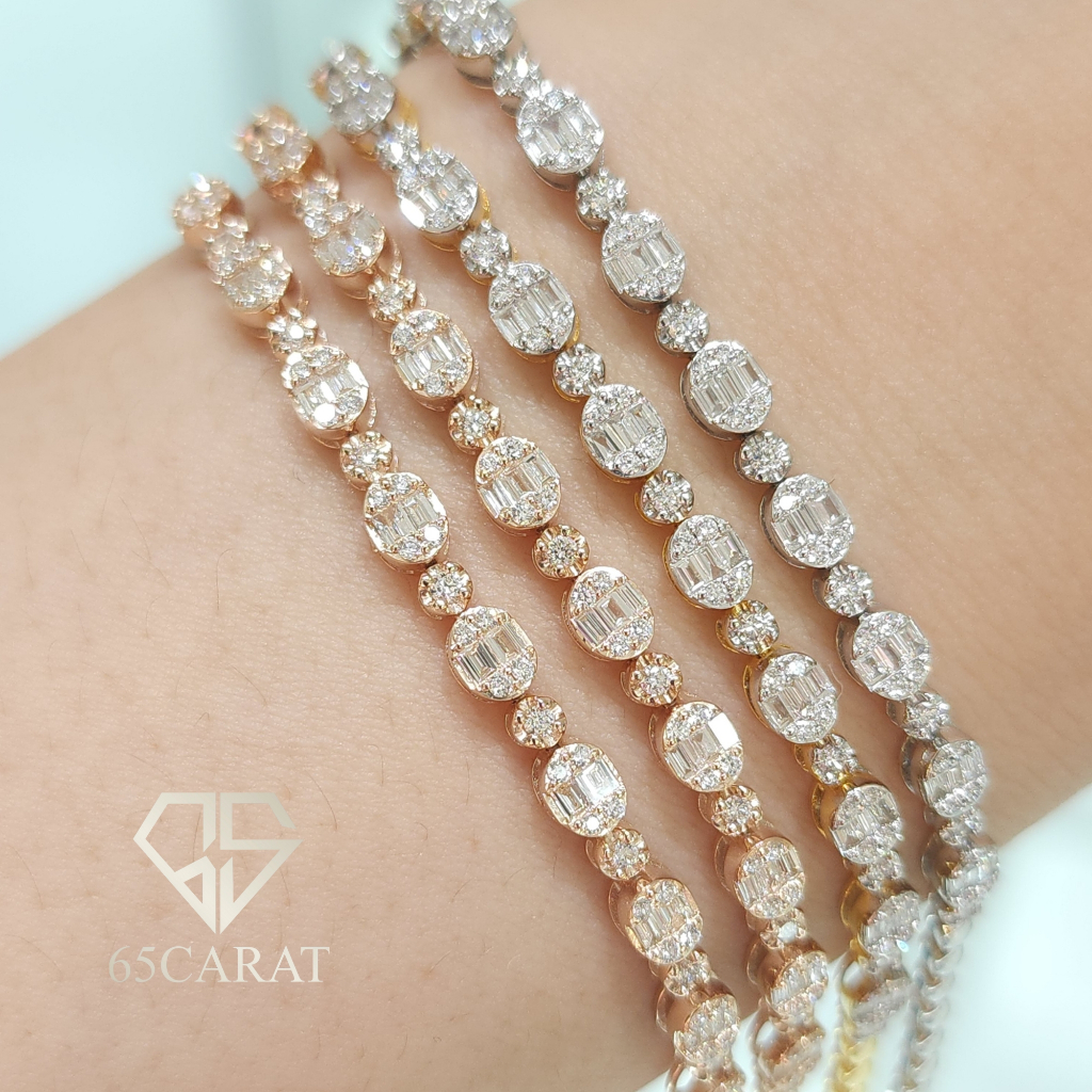 65Carat - ข้อมือเพชรแท้ 0.65กะรัต สร้อยข้อมือเพชรบาเก็ต เพชรเบลเยี่ยมน้ำ100 รหัสK02