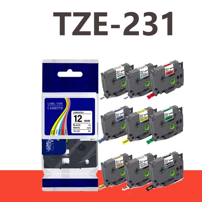 เทปพิมพ์ฉลาก Brother P Touch TZe ใช้ได้กับ Brother 9mm 12mm 24mm 18mm 36mm  6mm TZe 231 TZe 221 TZe 