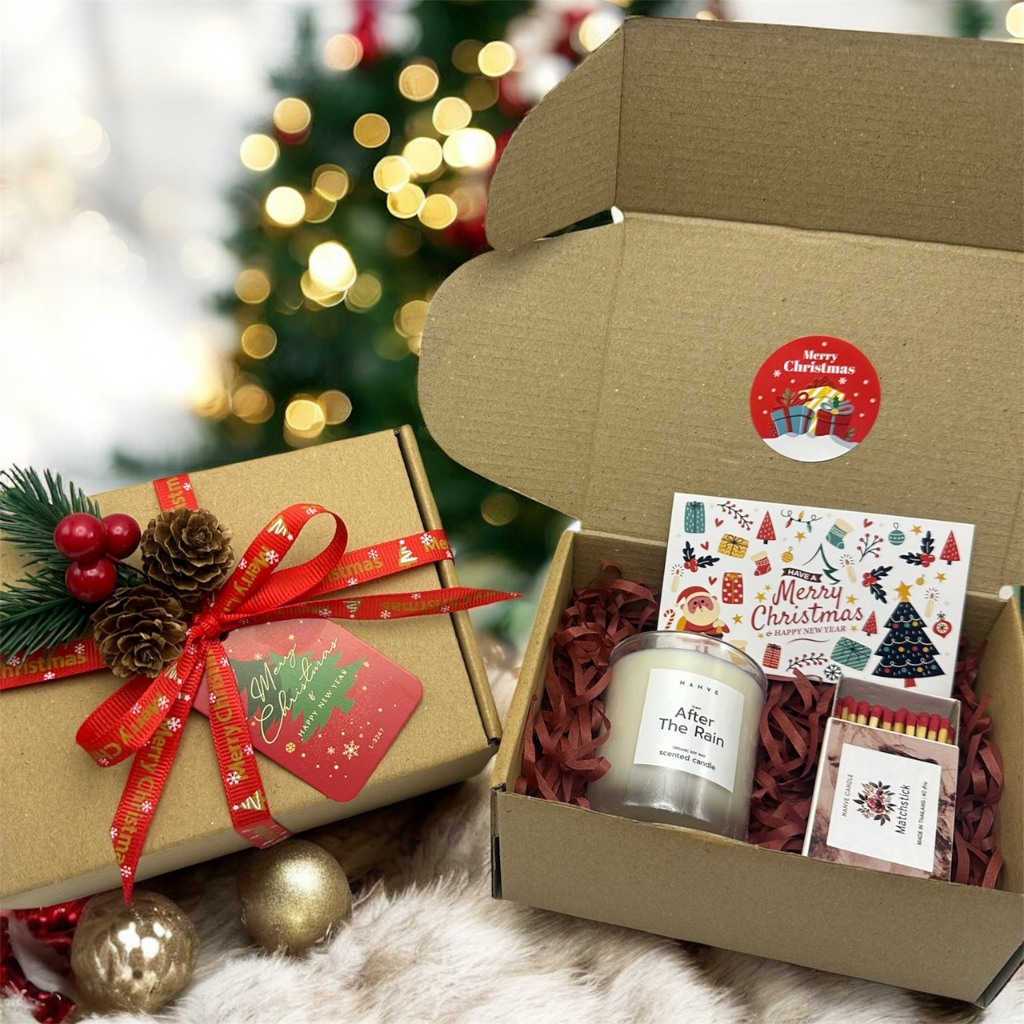 ( Gift Set Christmas) ของขวัญเทียนหอม ไม่มีฝาไม้ ขนาด 50 ml ของขวัญวันคริสต์มาส ของขวัญปีใหม่