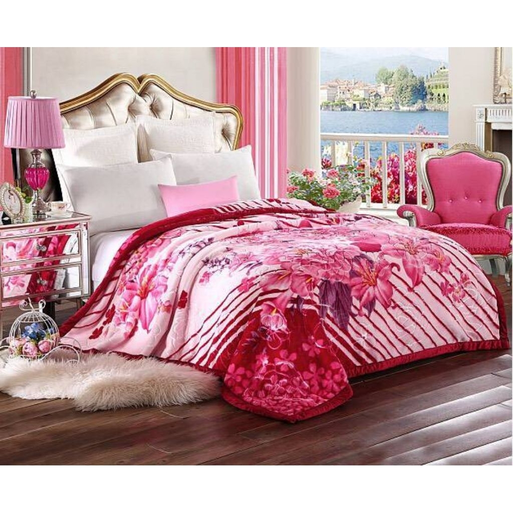 ผ้าห่มขนมิ้งค์ รัสเซียSuperSoft 8ฟุตรุ่นหนานุ่มพิเศษ2ชั้น5kg