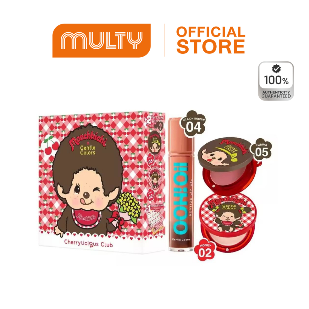 [SET M] Gentle Colors x Monchhichi Soft Cream Blush & Highlighter & OOH Oil Peptide Lip Oil