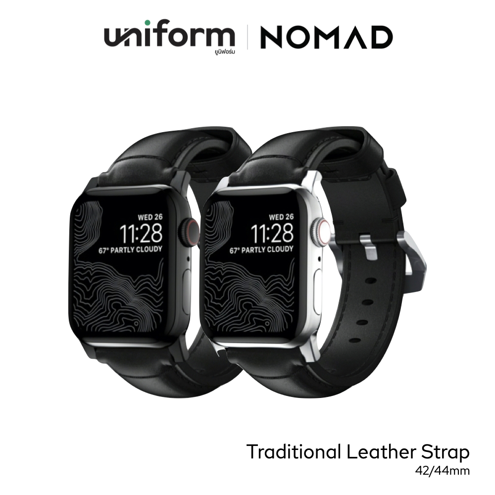 NOMAD สายหนังนาฬิกา Traditional Leather Strap Black ใช้สำหรับ Apple Watch ขนาด 42/44mm