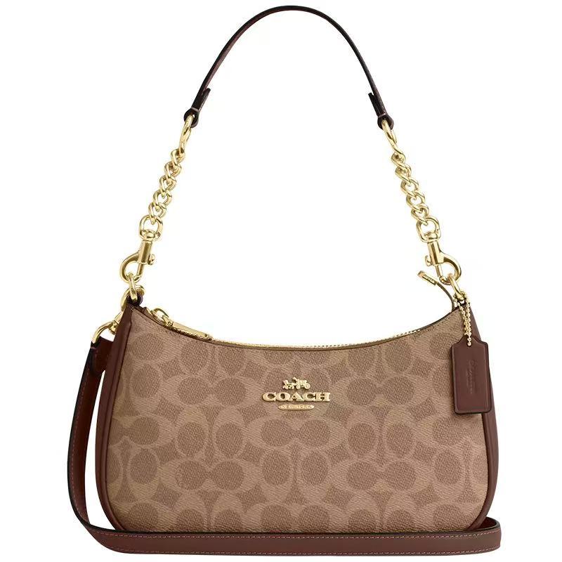 Coach CV933 Teri Shoulder Bag In Signature Canvas (IMXHE) กระเป๋าสะพายผู้หญิง สี ImTanBrown