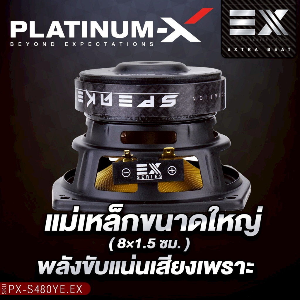 PLATINUM-X ลำโพงเสียงกลาง 4นิ้ว PX-S4KL8025PG/PX-S480YE.EX/PX-S485PG.EX เฟสปลั๊ก หน้าลายเคฟล่า - รูปที่ 4