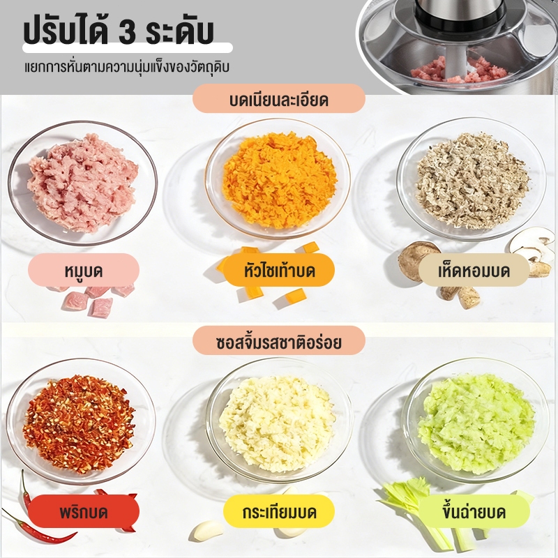 CAMEL เครื่องบดเนื้อสแตนเลส 5L 600W แรงปั่นสูง บดเนื้อ ผัก พริกกระเทียม เครื่องบดอาหาร - รูปที่ 5