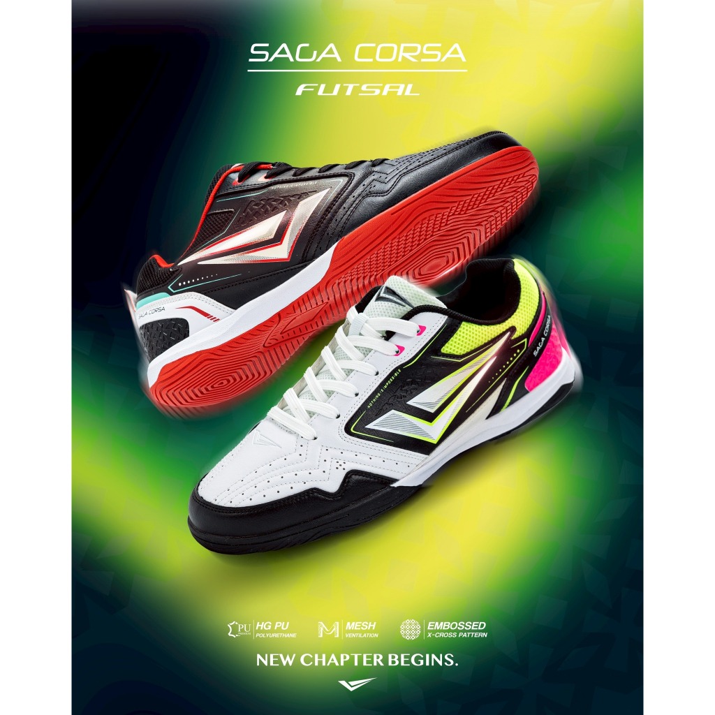 รองเท้าฟุตซอล WINGZ รุ่น SAGA CORSA กระชับ น้ำหนักเบา พื้น Thermoplastic Rubber ทนทาน มีไซส์ 35-45