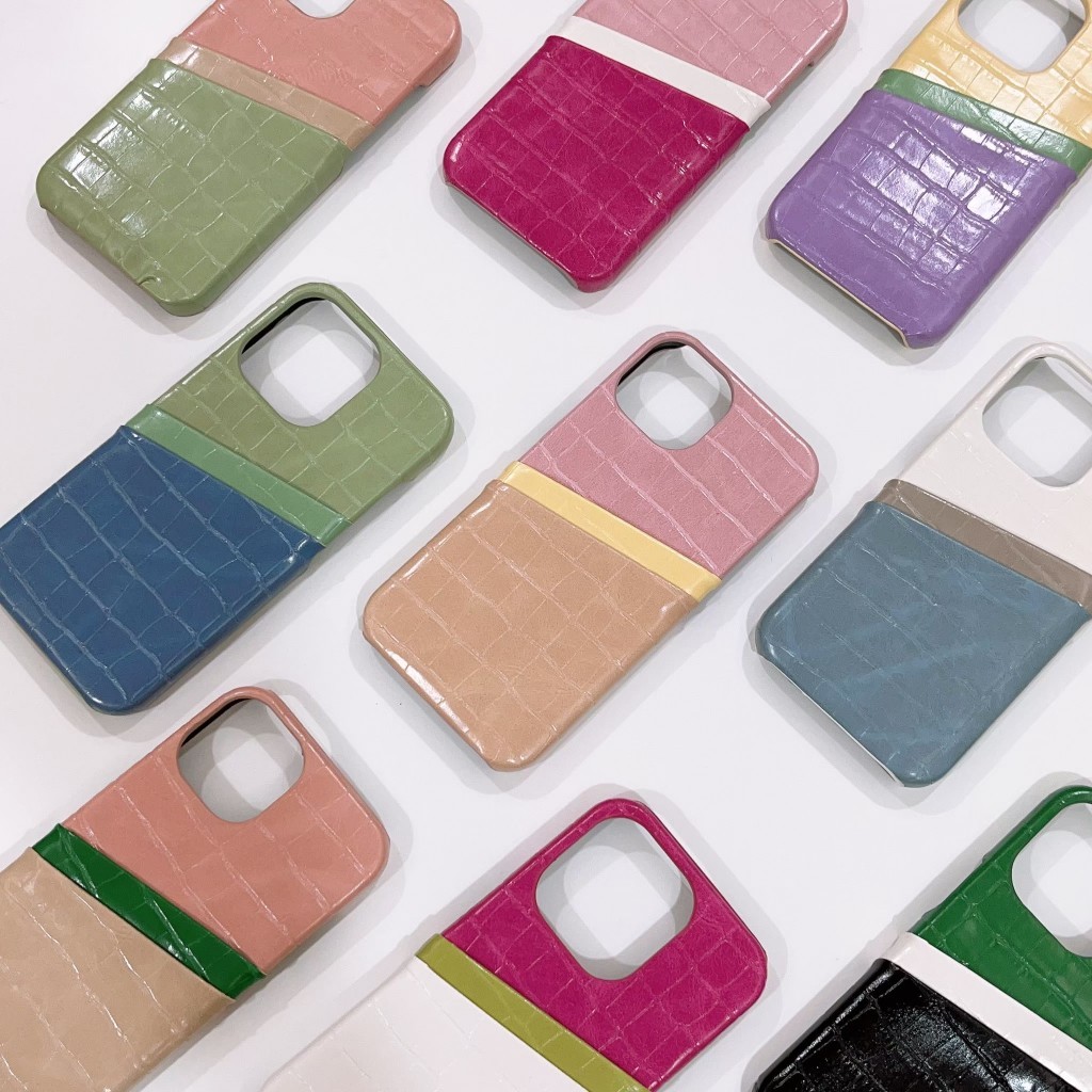 (17)พร้อมส่งในไทย⭐️ 14โทนสี PC072 เคสหนังใส่บัตร 2ชั้น สีทรีโทน เคสไอโฟน เคสใส่บัตร สำหรับ iPHONE i17-17Promax
