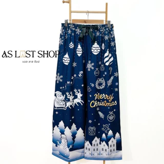 กางเกงขายาวผ้าไหมอิตาลี ลาย Xmas ไม่มีกระเป๋า