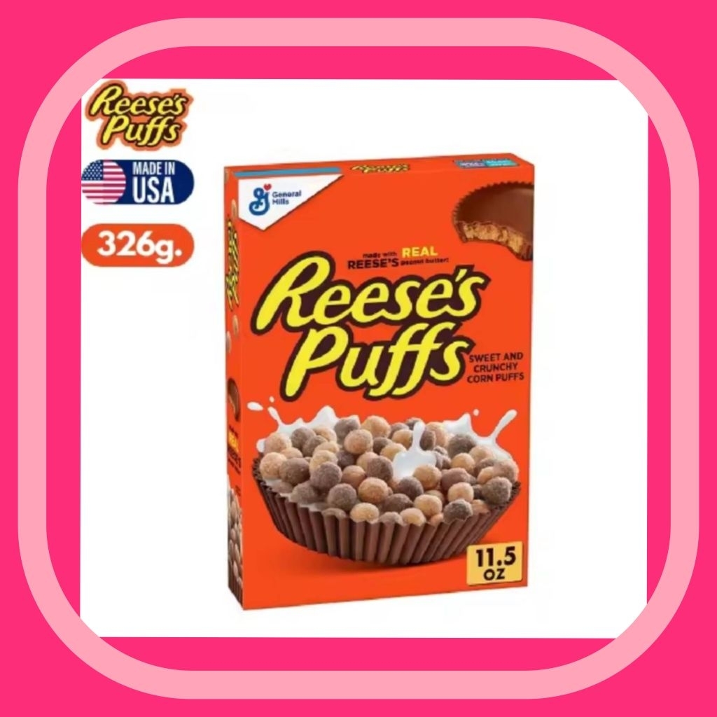ซีเรียลรีส์พัฟรสพีนัทบัตเตอร์ 326g Reese's Puffs Chocolate Peanut Butter Cereal, Box