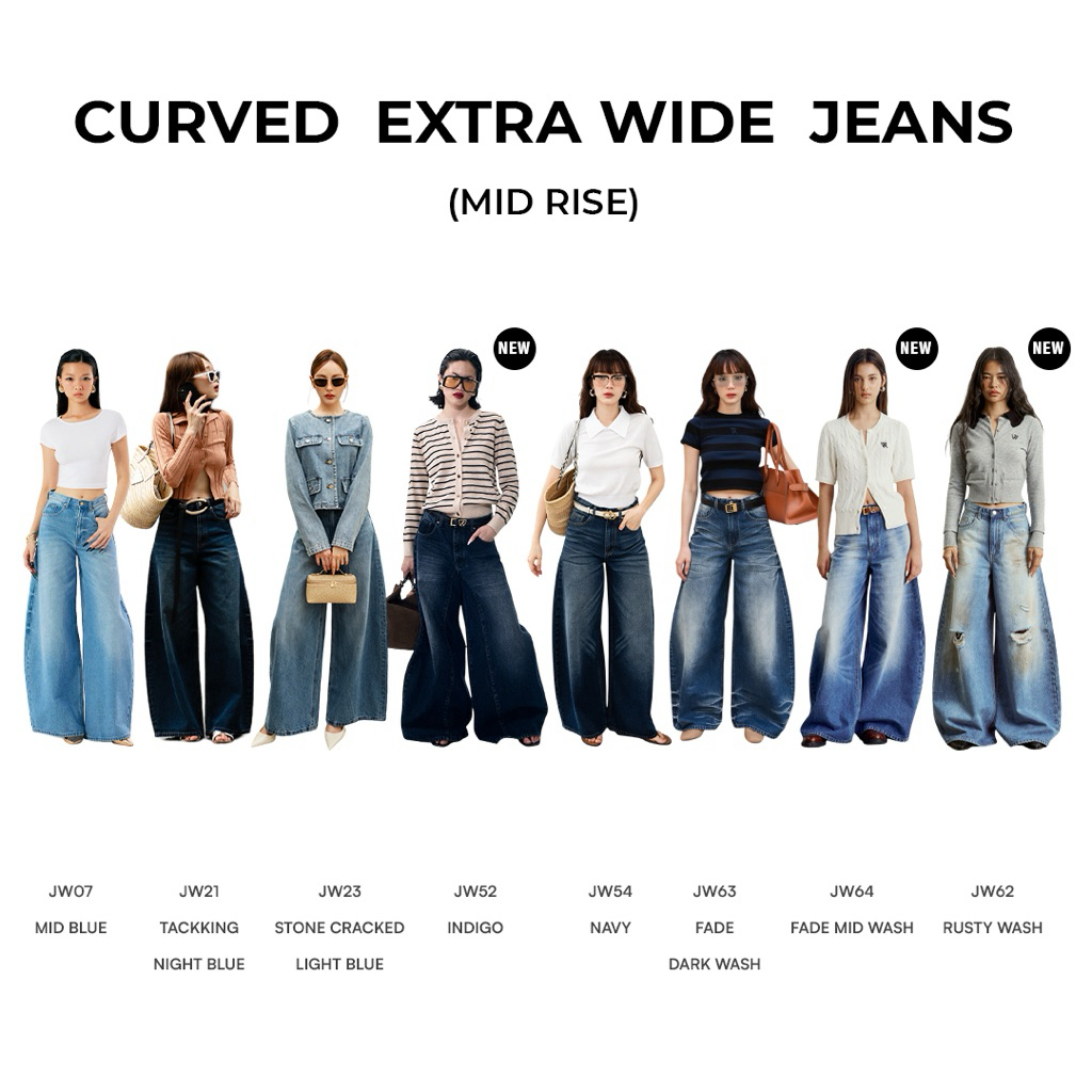 Wara Curved EXTRA wide jeans mid waist – 7 Colors