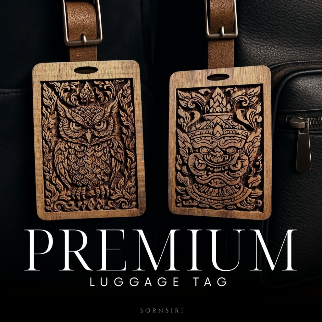 (พร้อมส่ง) Premium Tag แท็กกระเป๋า ของขวัญพรีเมียม ห้อยพวงกุญแจ-ล็อคเกอร์ แกะสลักลายไทย ไม้คุณภาพสูง