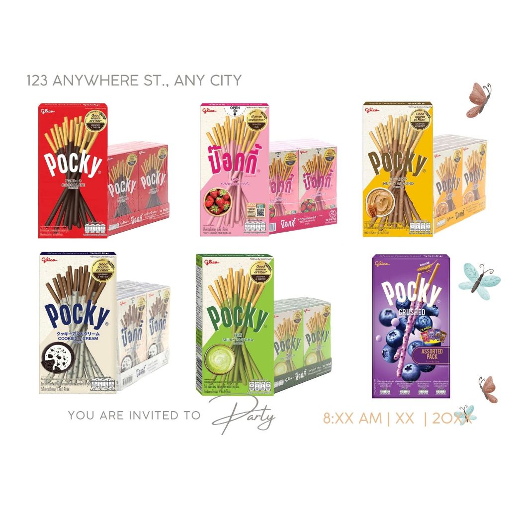 กูลิโก๊ะป๊อกกี้Glico Pocky(มีส่งด่วน)กล่องใหญ่ขนาดมาตรฐานแบ่งขาย Pockyป๊อกกี้สช๊อกโกแลต รสสตรอเบอรี่ และ อื่นๆ