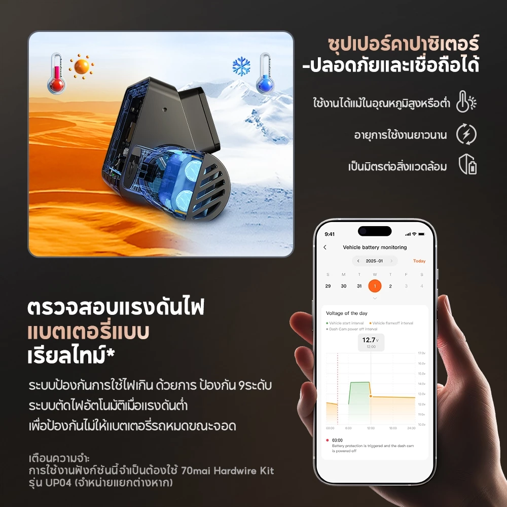 70mai A810S Dash Cam 4K Built-In GPS Full HD WDR 4G 70 Mai Car Camera กล้องติดรถยนต์ รับประกันศูนย์ไทย 3ปี thumbnail 8