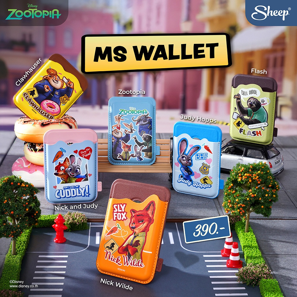 [MS Wallet Zootopia]Zootopia Collection ที่ใส่บัตรแม่เหล็กแปะด้านหลังมือถือ ซูโท