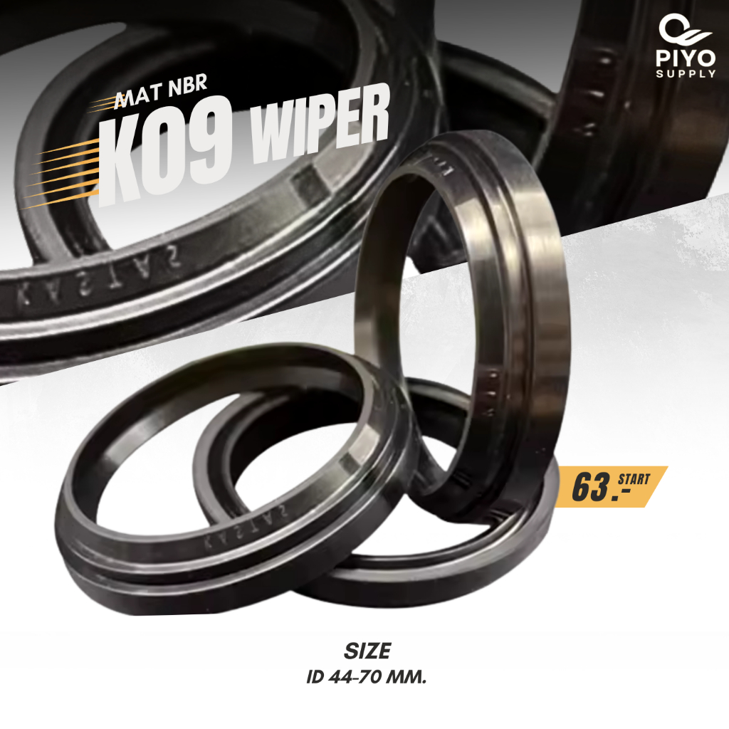ซีลกันฝุ่น K09 WIPER SEAL NBR 44X52X5/7/ 45X53X4/7/ 50X58X4/7/ 52X60X4/7/ 56X64X4/7/ 63X71X4/7/ 70X78X4/7 แข็ง 90 SHORE