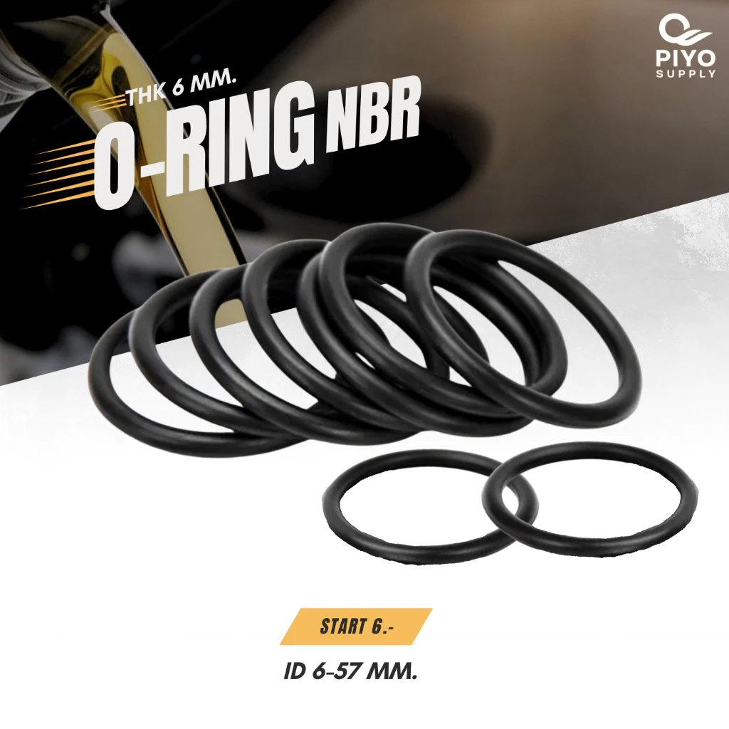 โอริง O-Ring วงใน ID 6 - 57 mm ความหนา 6 มิล ยางโอริง NBR 70 เลือกขนาดได้ ยี่ห้อ GAPI นำเข้าจากอิตาลีของแท้ 100%